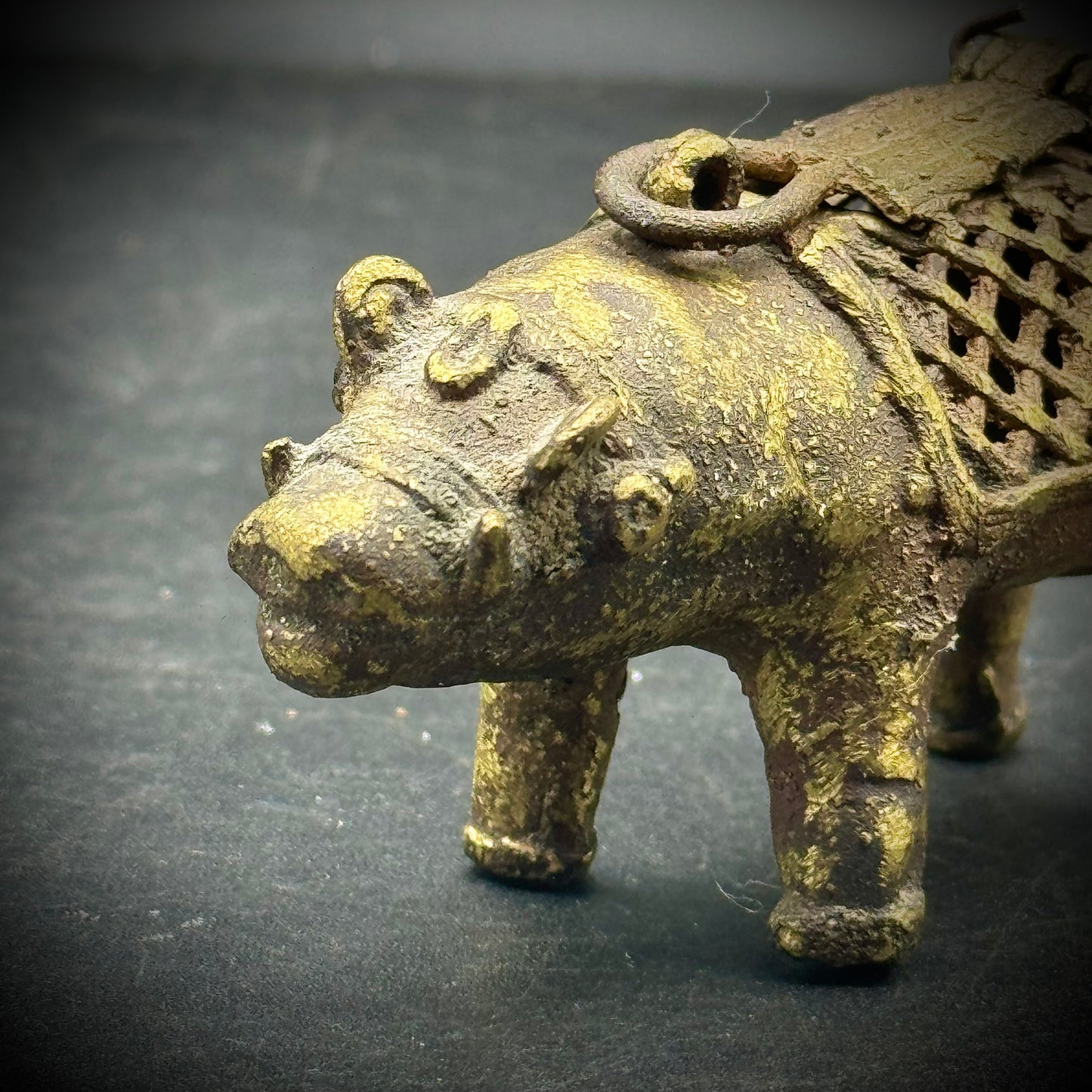 Heavy East Indian Brass Boar with Locking Lid