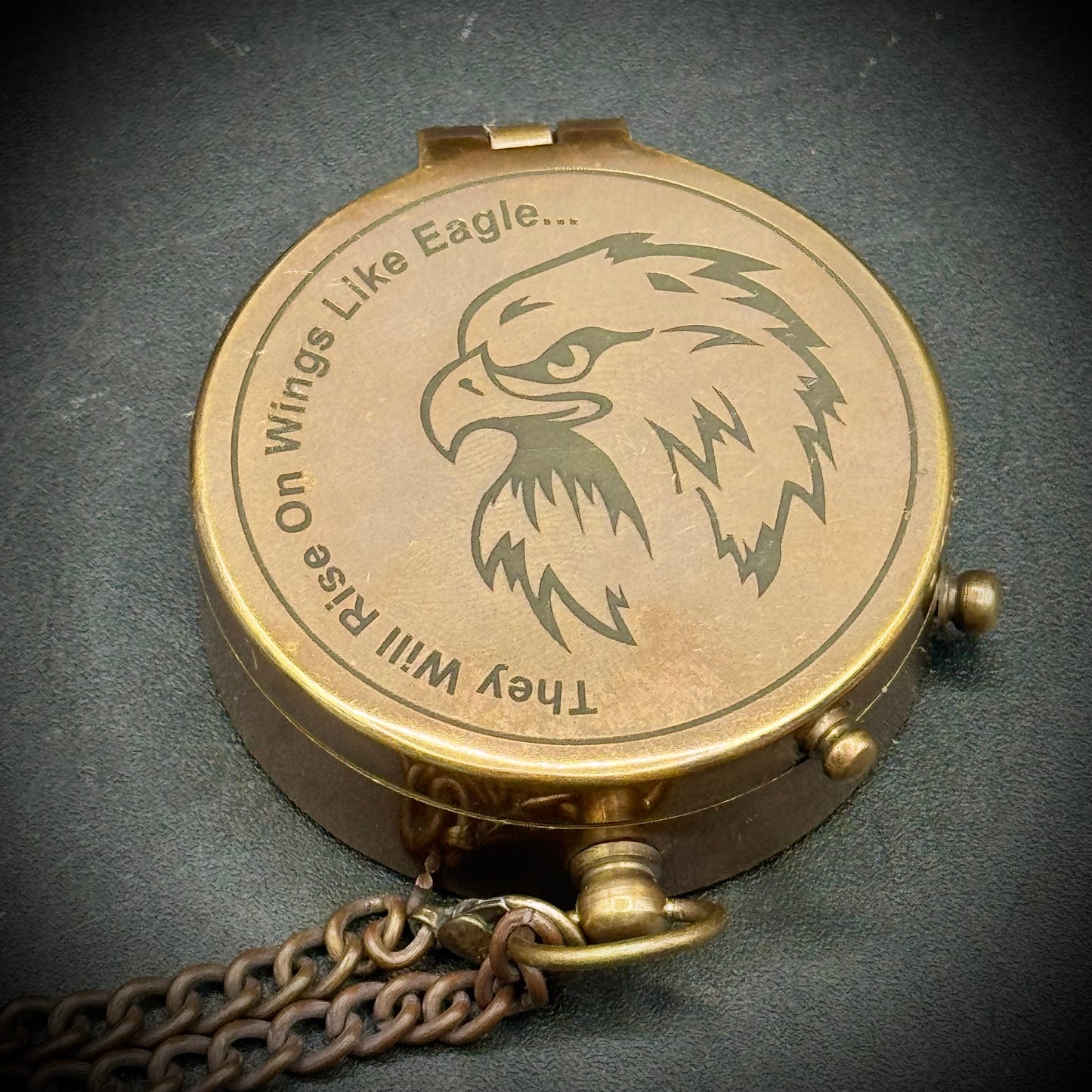 Eagle Motif & Bible Quote Compass with Leather Belt Pouch