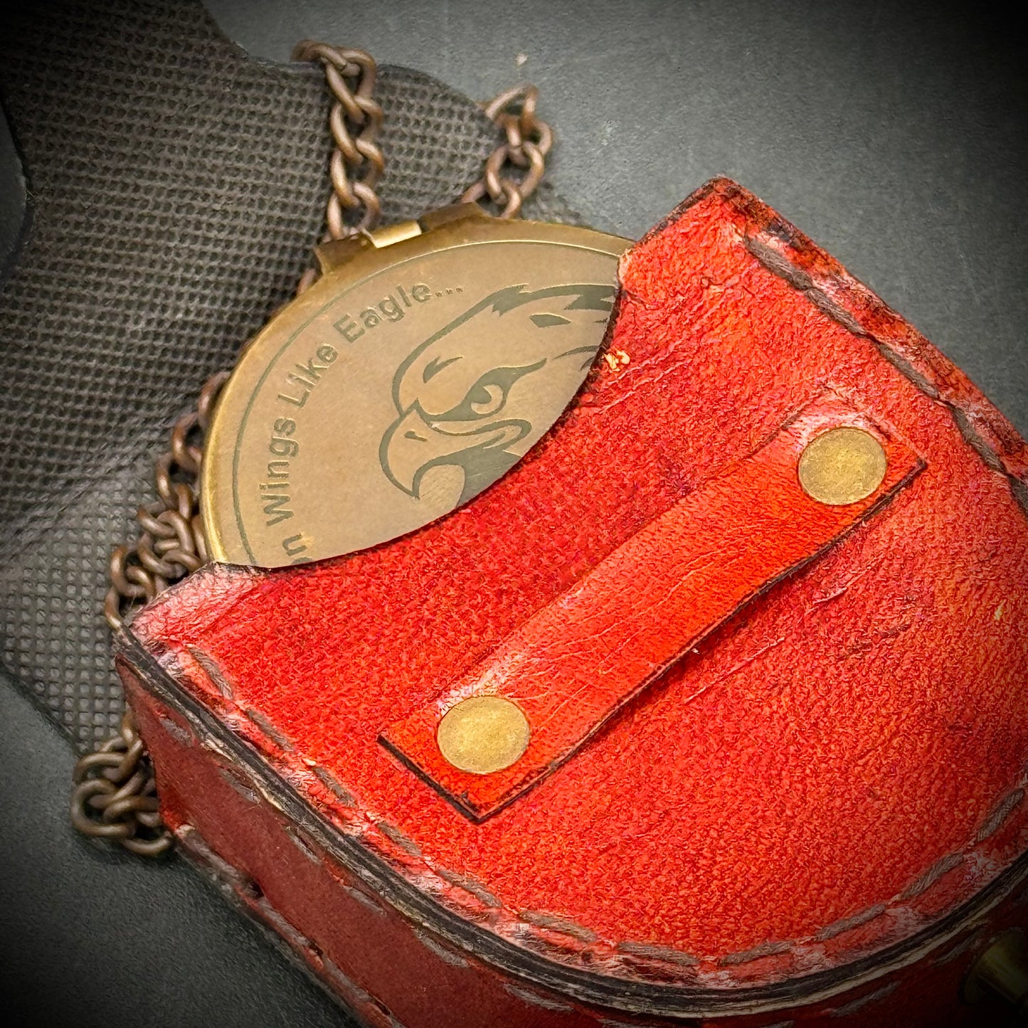 Eagle Motif & Bible Quote Compass with Leather Belt Pouch