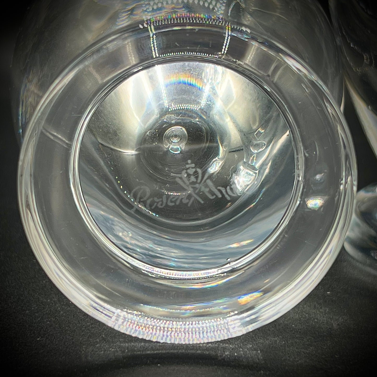 Pair of Signed Rosenthal Crystal Decanters with Tri-Bubble Stoppers