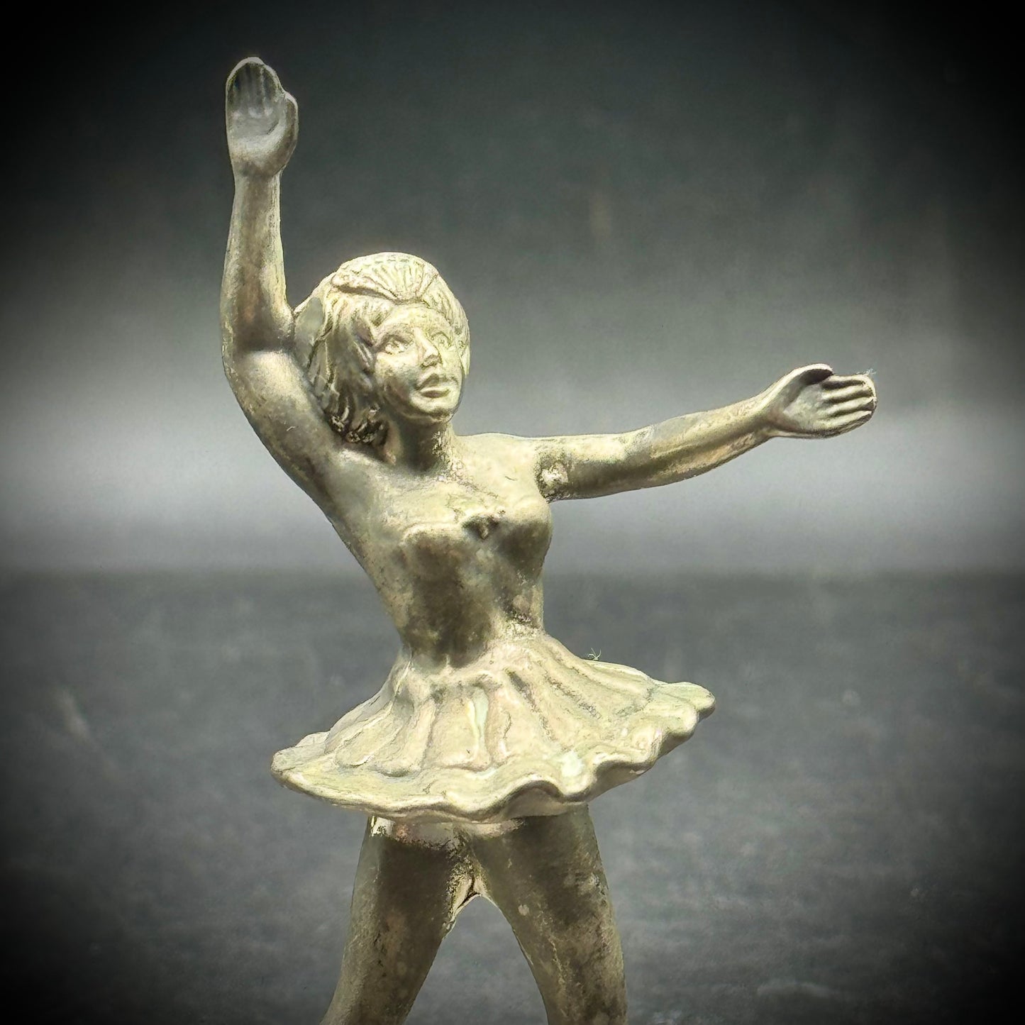 Vintage Zinc Alloy Silver Ballerina Ring Dish