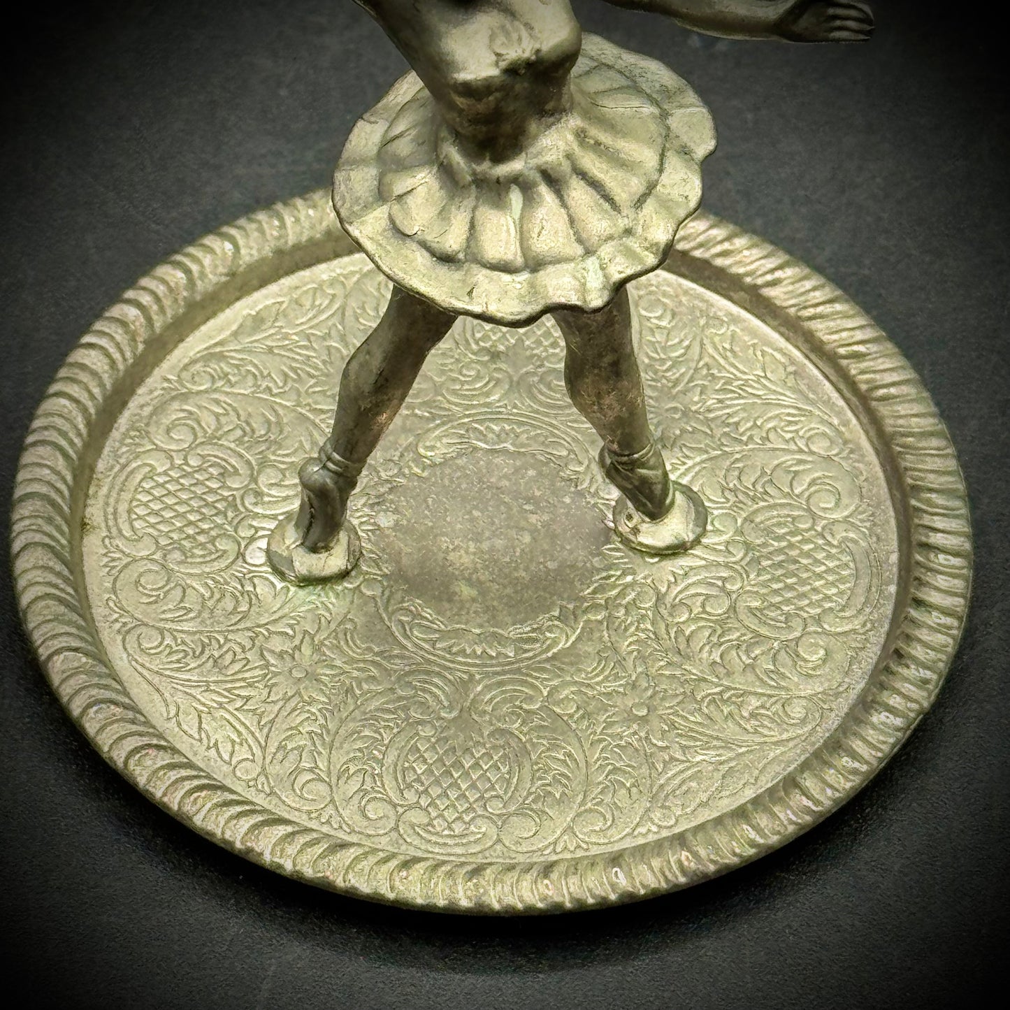 Vintage Zinc Alloy Silver Ballerina Ring Dish