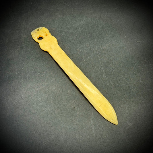 Antique Carved Bone Letter Opener with Elephant Motif