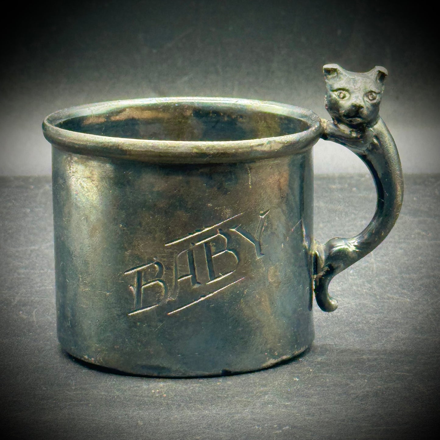 Antique Weidlich Brothers Cat Handle Baby Cup