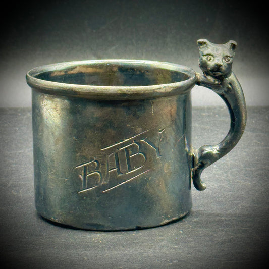 Antique Weidlich Brothers Cat Handle Baby Cup
