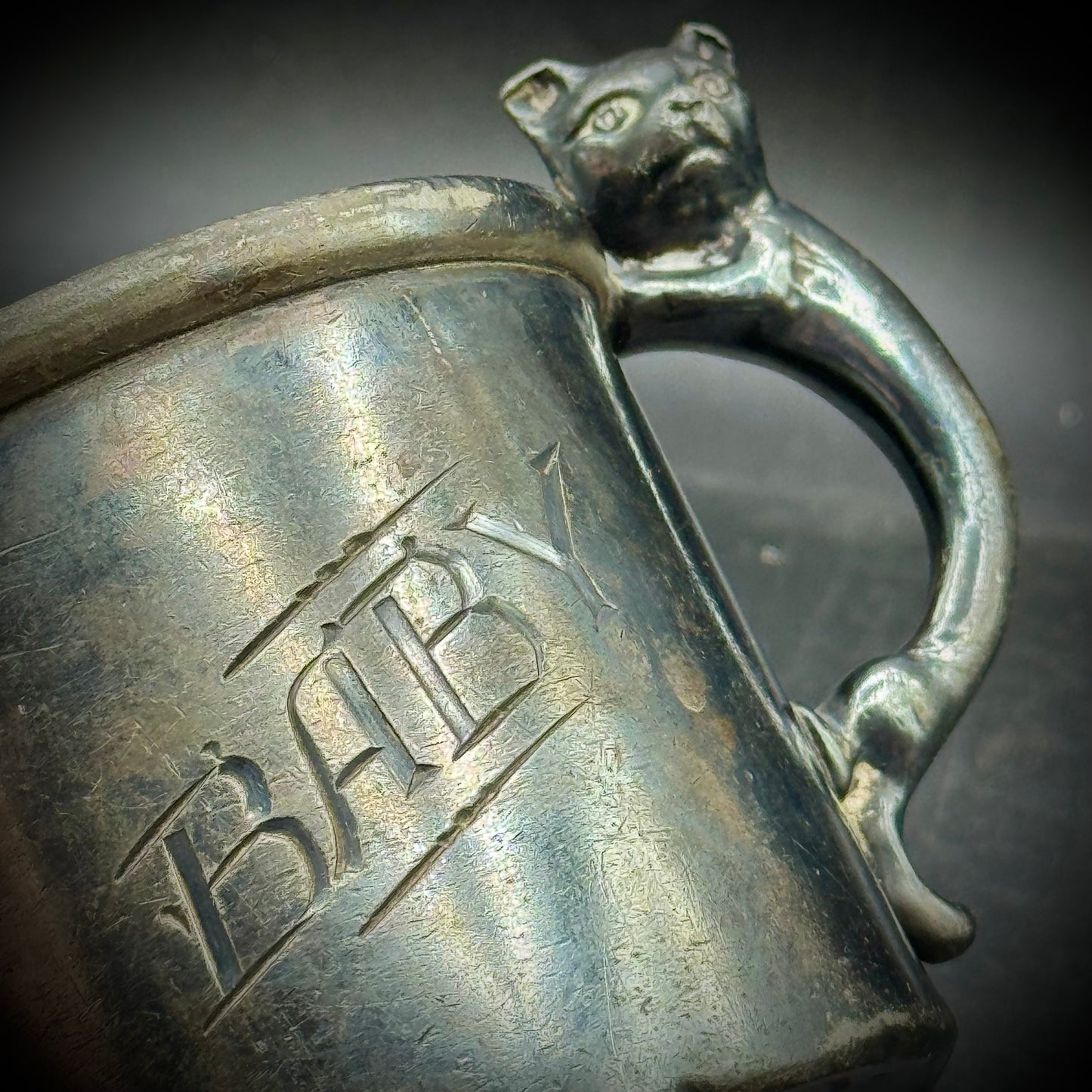Antique Weidlich Brothers Cat Handle Baby Cup