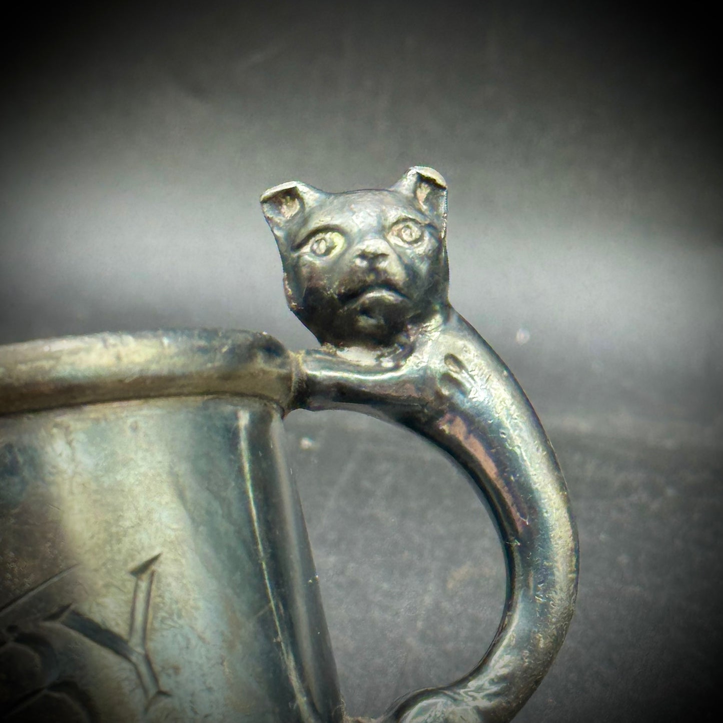 Antique Weidlich Brothers Cat Handle Baby Cup