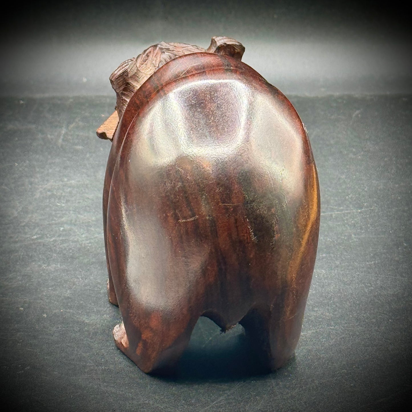 Carved Heavy Ironwood Grizzly Bear with Fish