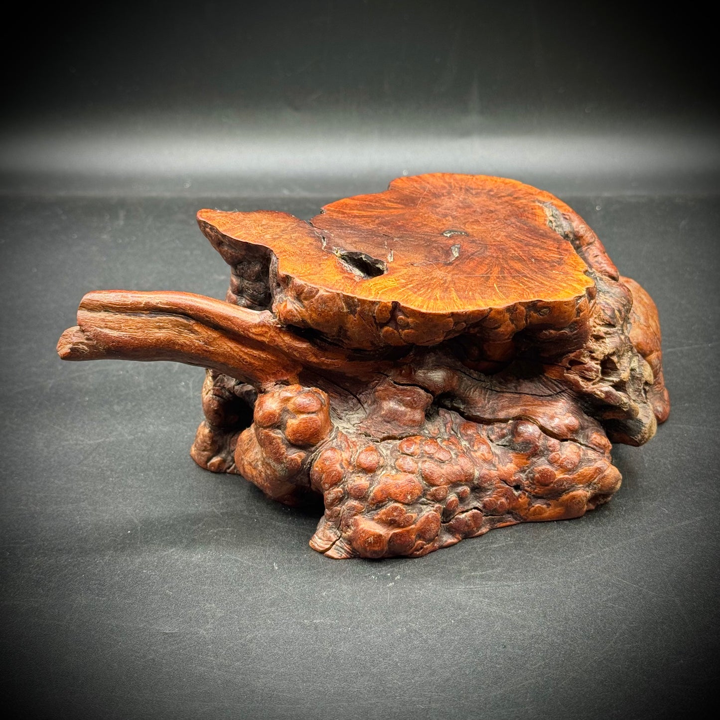 Live Edge Burl Wood with Carved Drawer