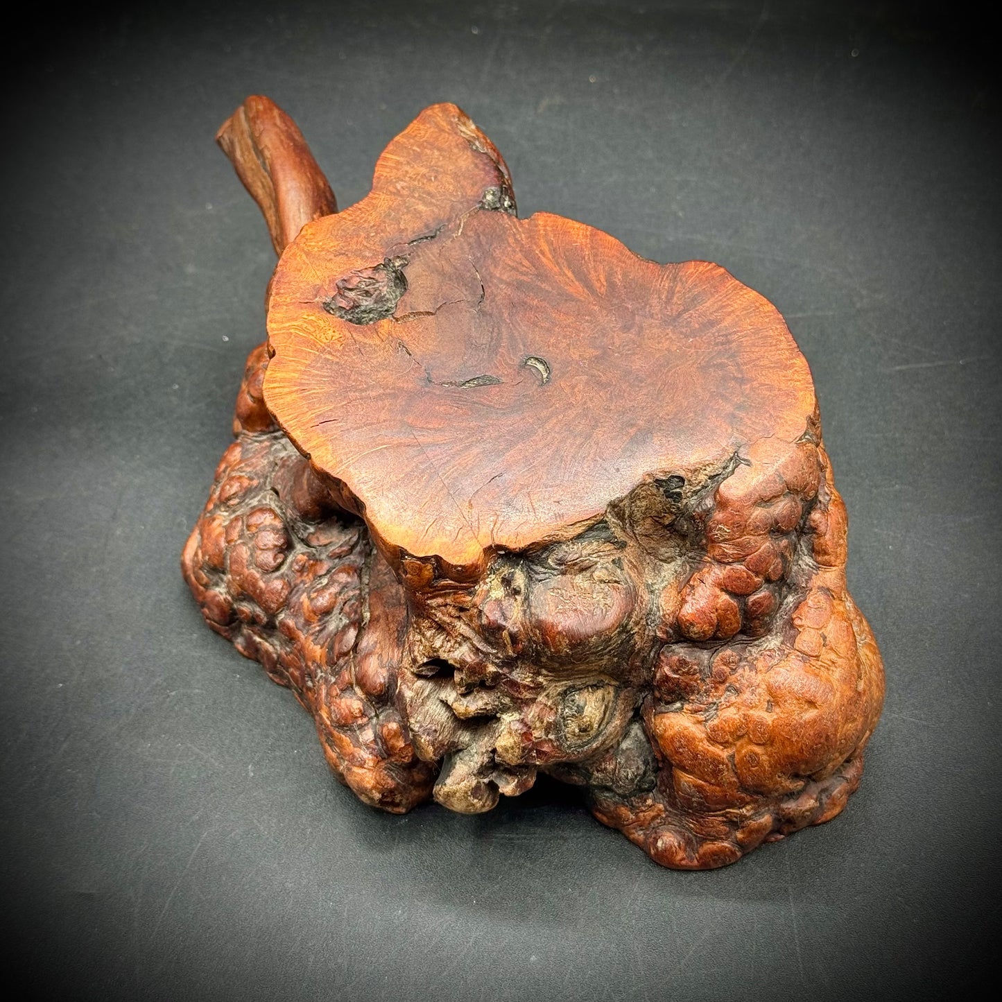 Live Edge Burl Wood with Carved Drawer