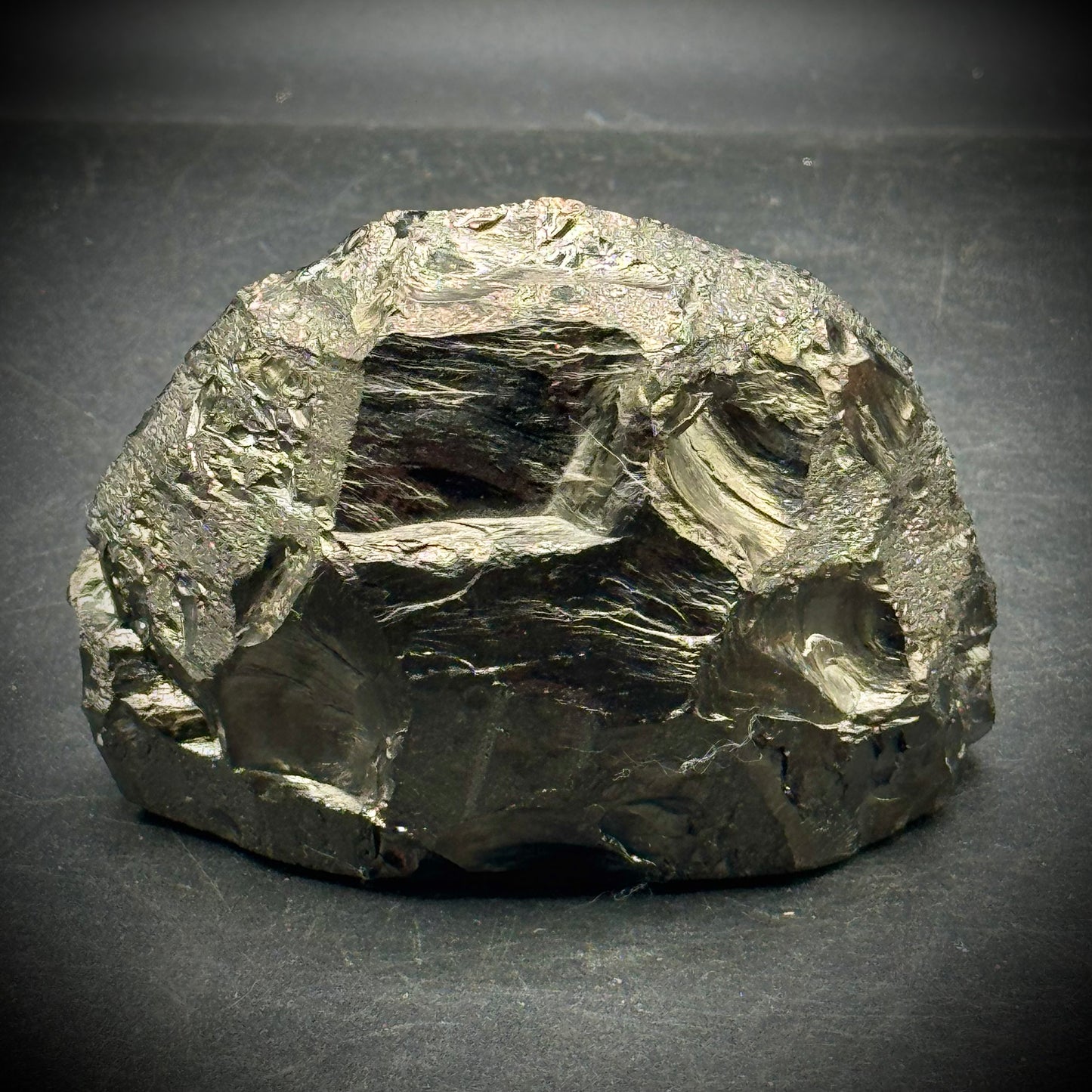 Carved & Etched Coal Railroad Motif Paperweight