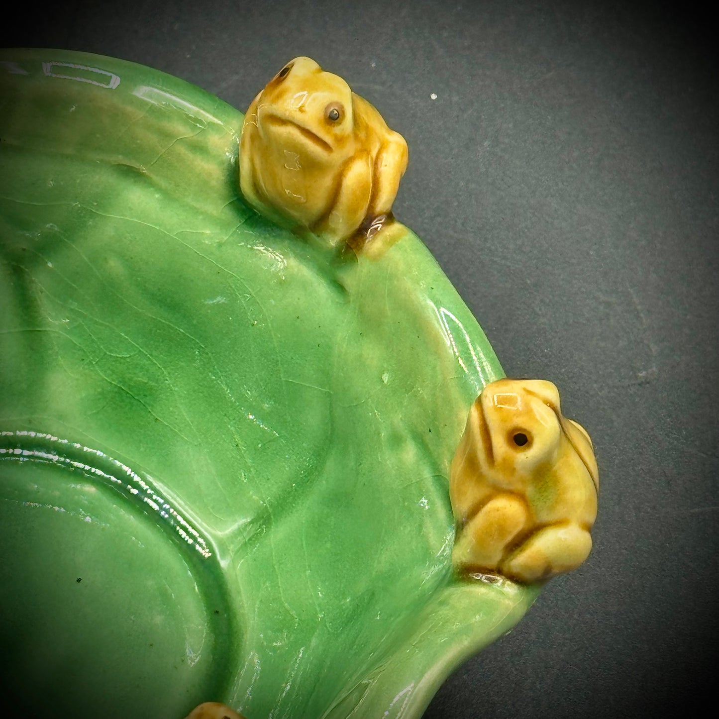 Majolica Six Frog Motive Planter Bowl