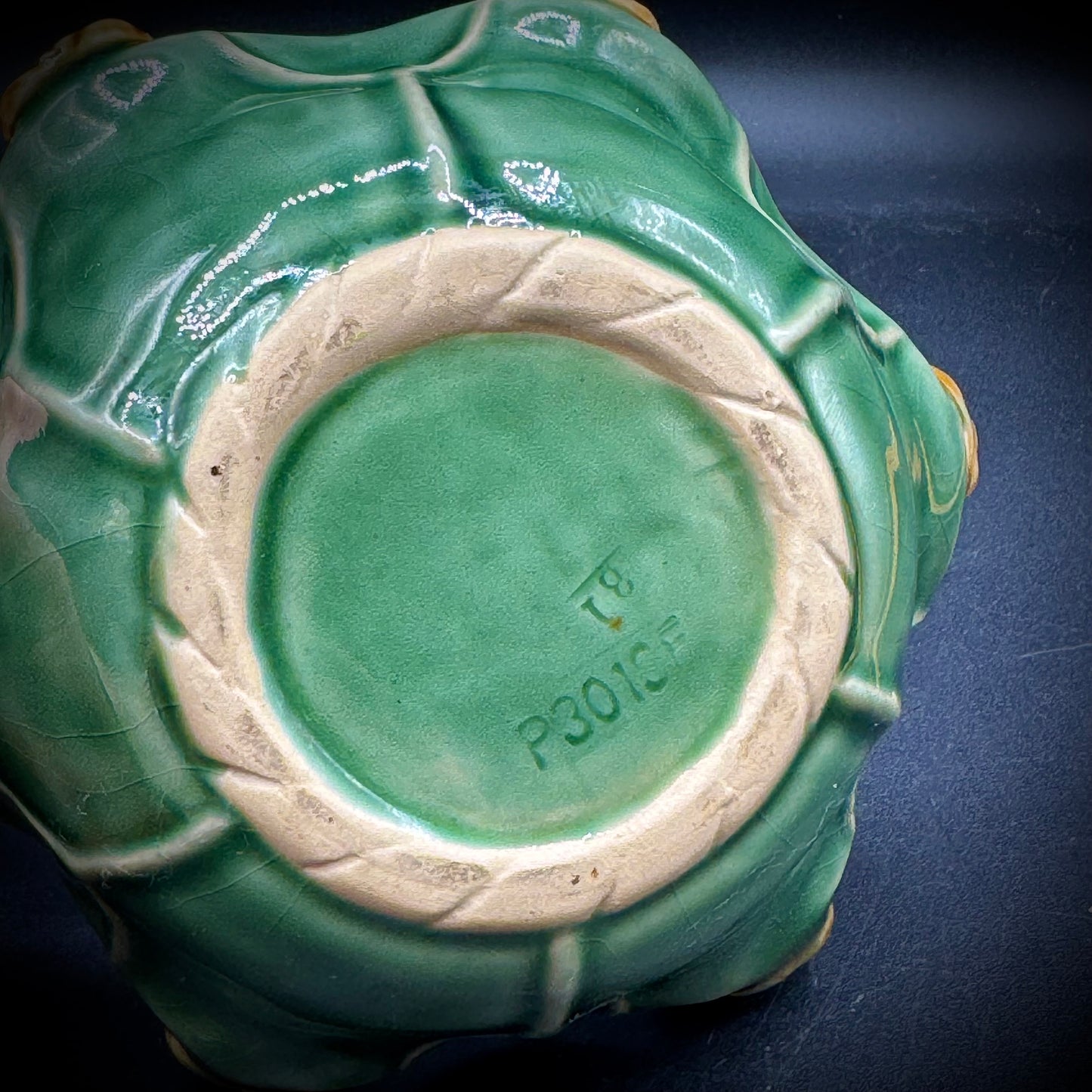 Majolica Six Frog Motive Planter Bowl