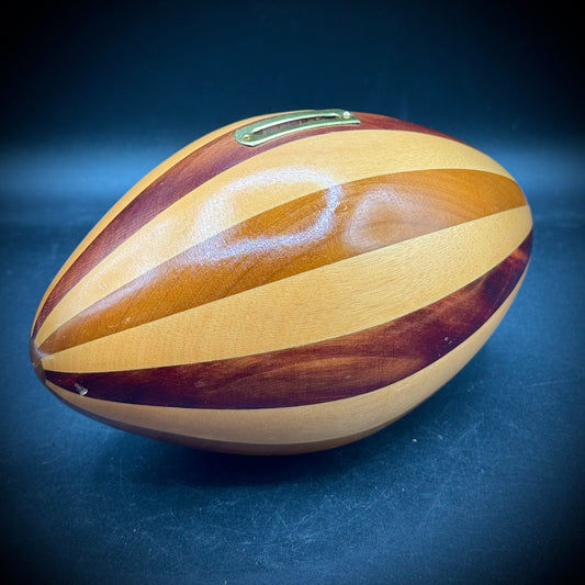 Inlaid Wood Football Bank