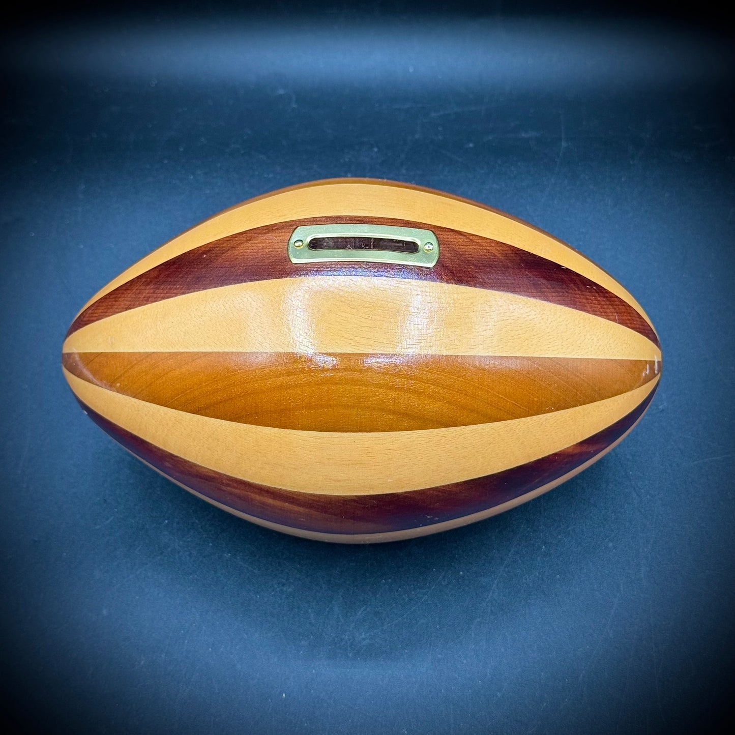 Inlaid Wood Football Bank
