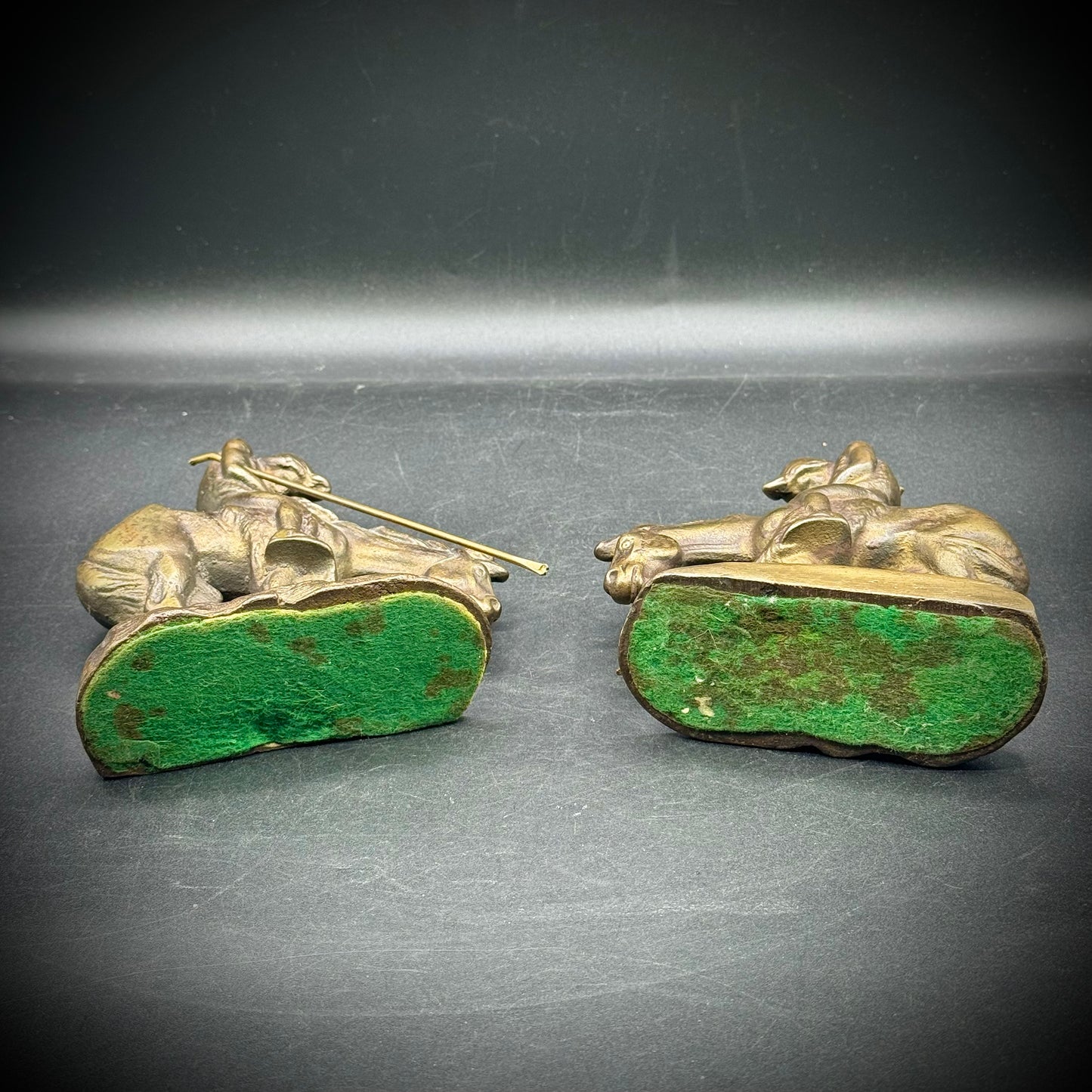 Vintage c. 1960s Heavy Cast Bronze "End of The Trail" Bookends