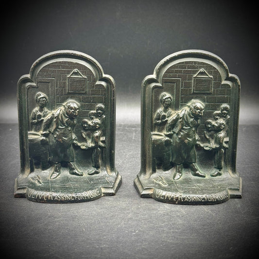 Antique c. 1920s Cast Iron Charles Dickens Oliver Twist Bookends