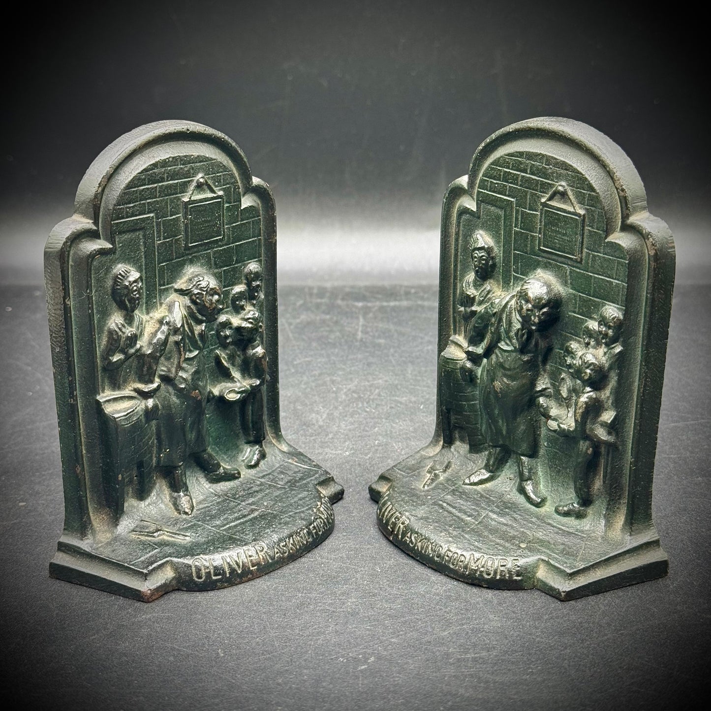 Antique c. 1920s Cast Iron Charles Dickens Oliver Twist Bookends