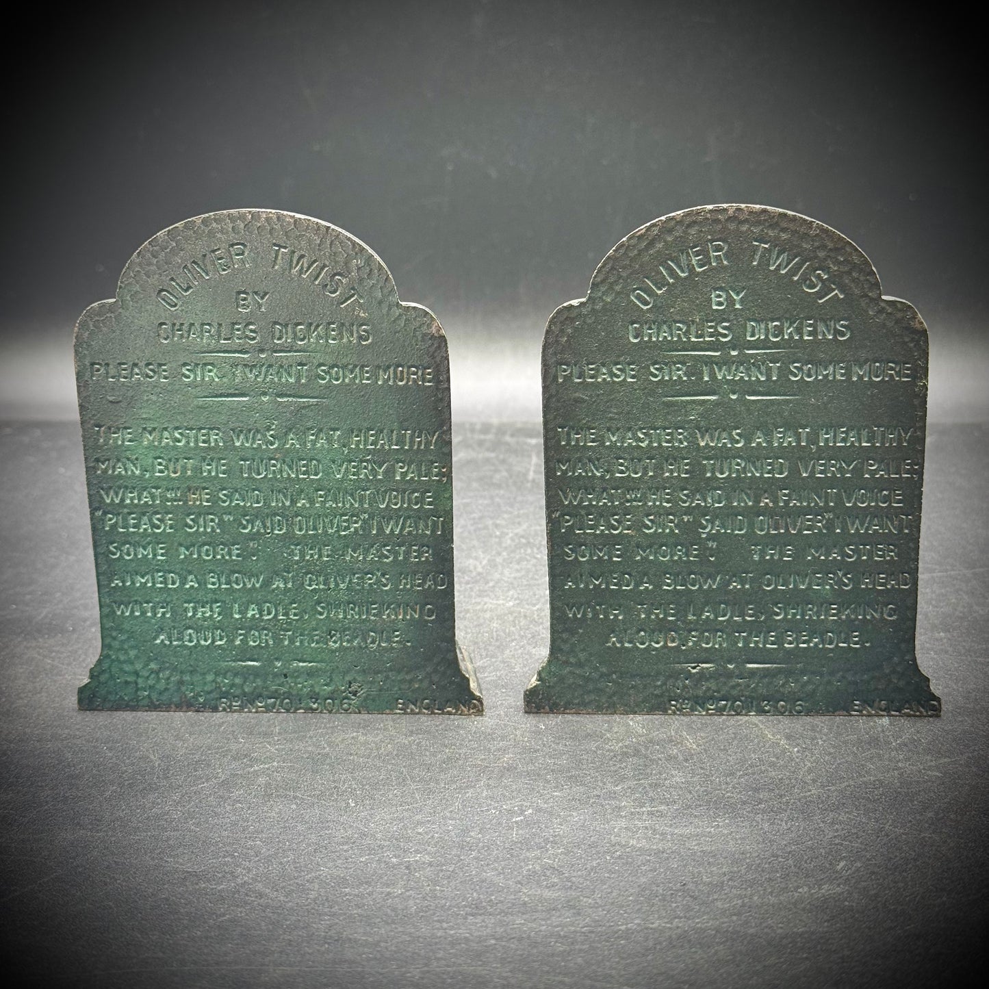 Antique c. 1920s Cast Iron Charles Dickens Oliver Twist Bookends