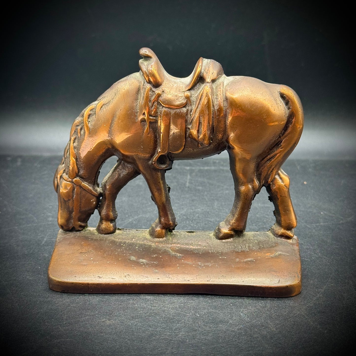 Vintage Copper Finish on Cast Iron Horse Bookend