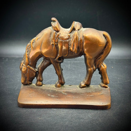 Vintage Copper Finish on Cast Iron Horse Bookend