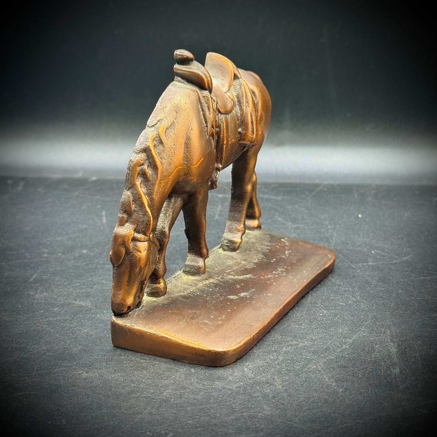 Vintage Copper Finish on Cast Iron Horse Bookend
