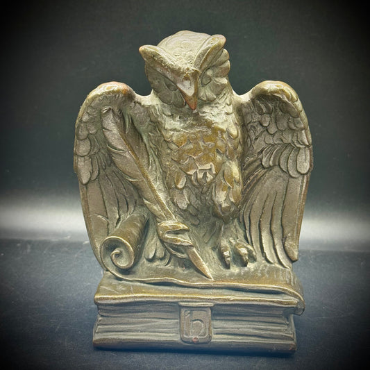 RARE Antique c. 1930s USA Armor Bronze Owl Bookend