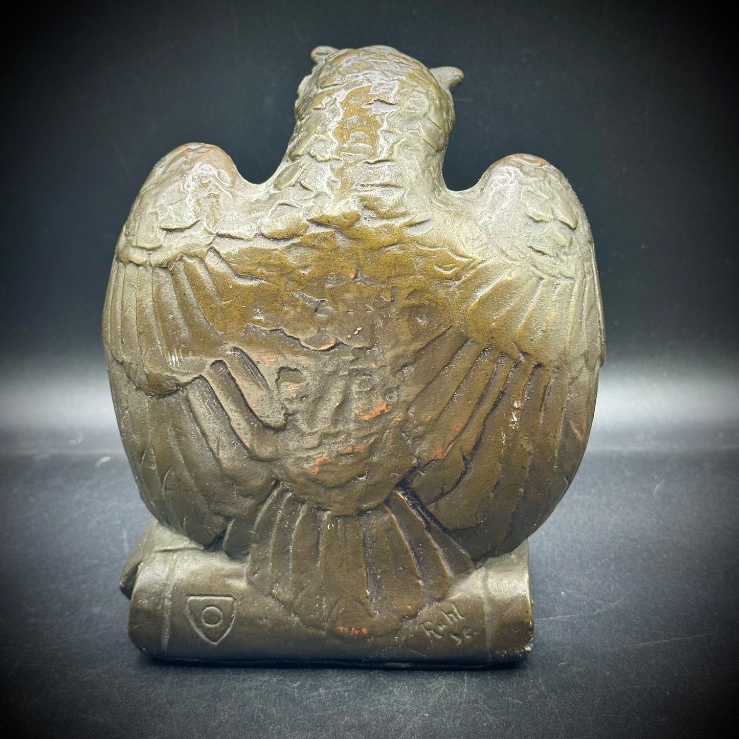 RARE Antique c. 1930s USA Armor Bronze Owl Bookend