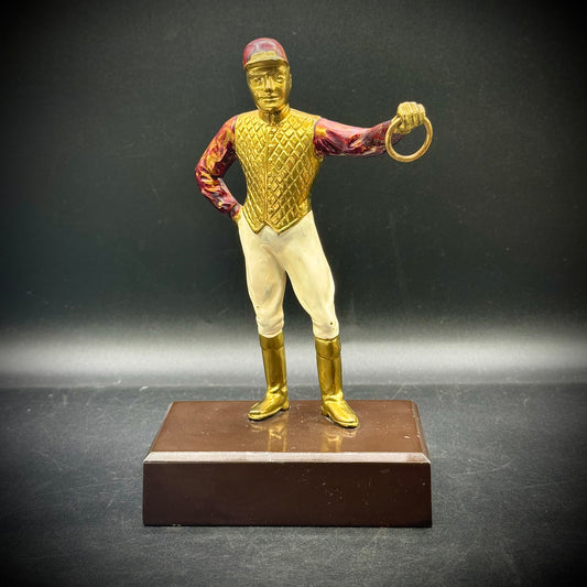 RARE Antique Equestrian Lawn Jockey Sculpture Bookend on Heavy Base