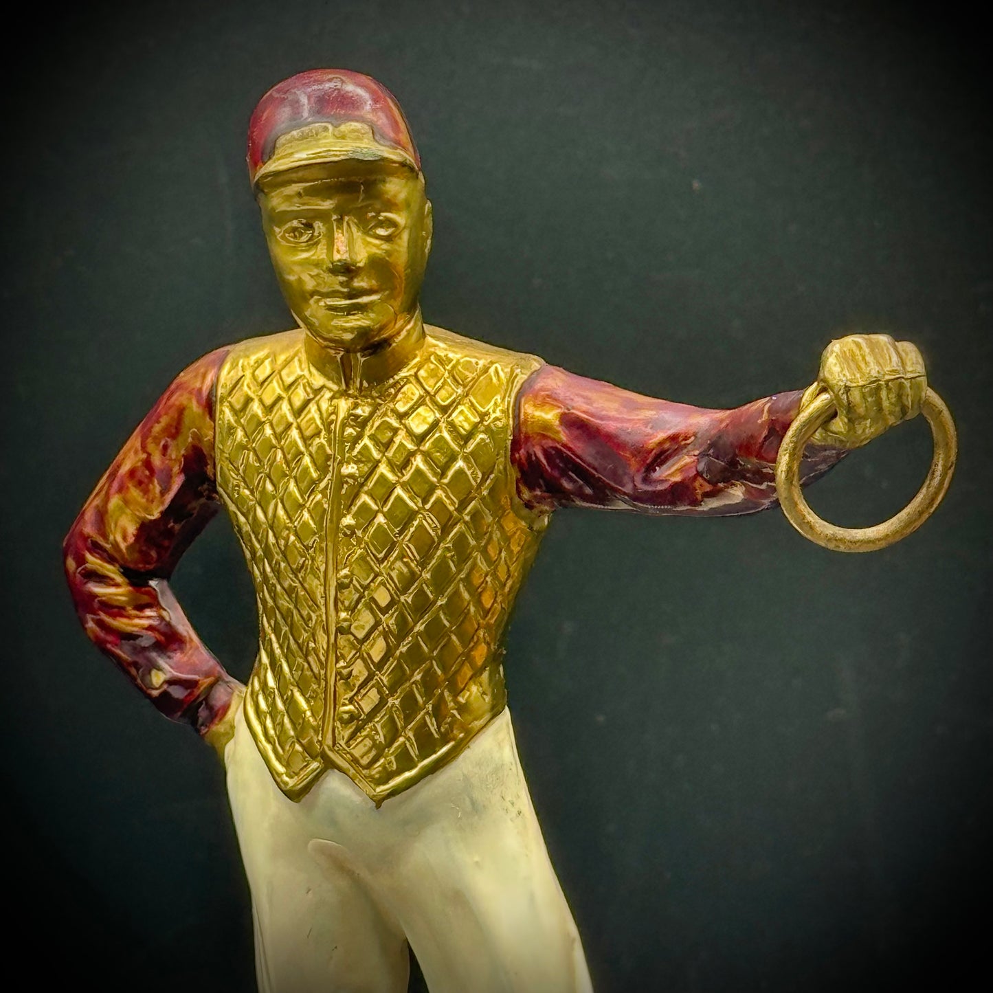 RARE Antique Equestrian Lawn Jockey Sculpture Bookend on Heavy Base