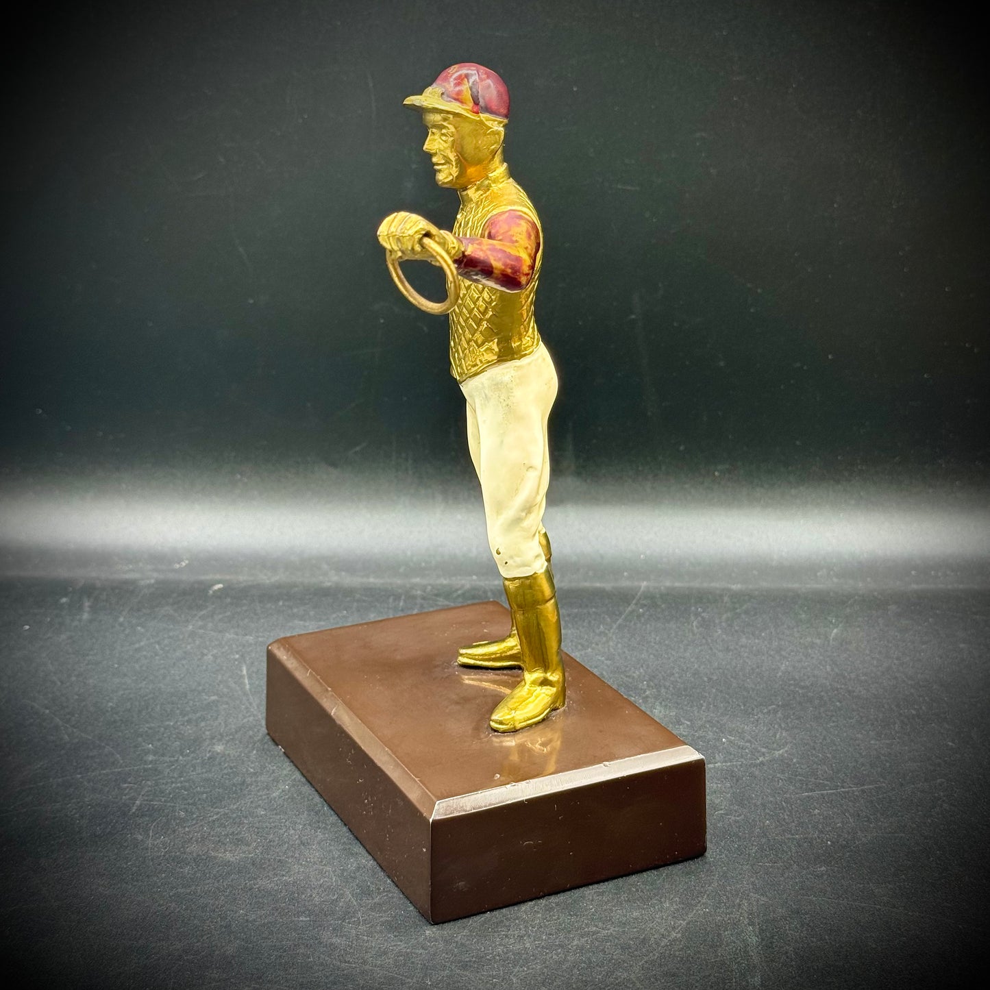 RARE Antique Equestrian Lawn Jockey Sculpture Bookend on Heavy Base