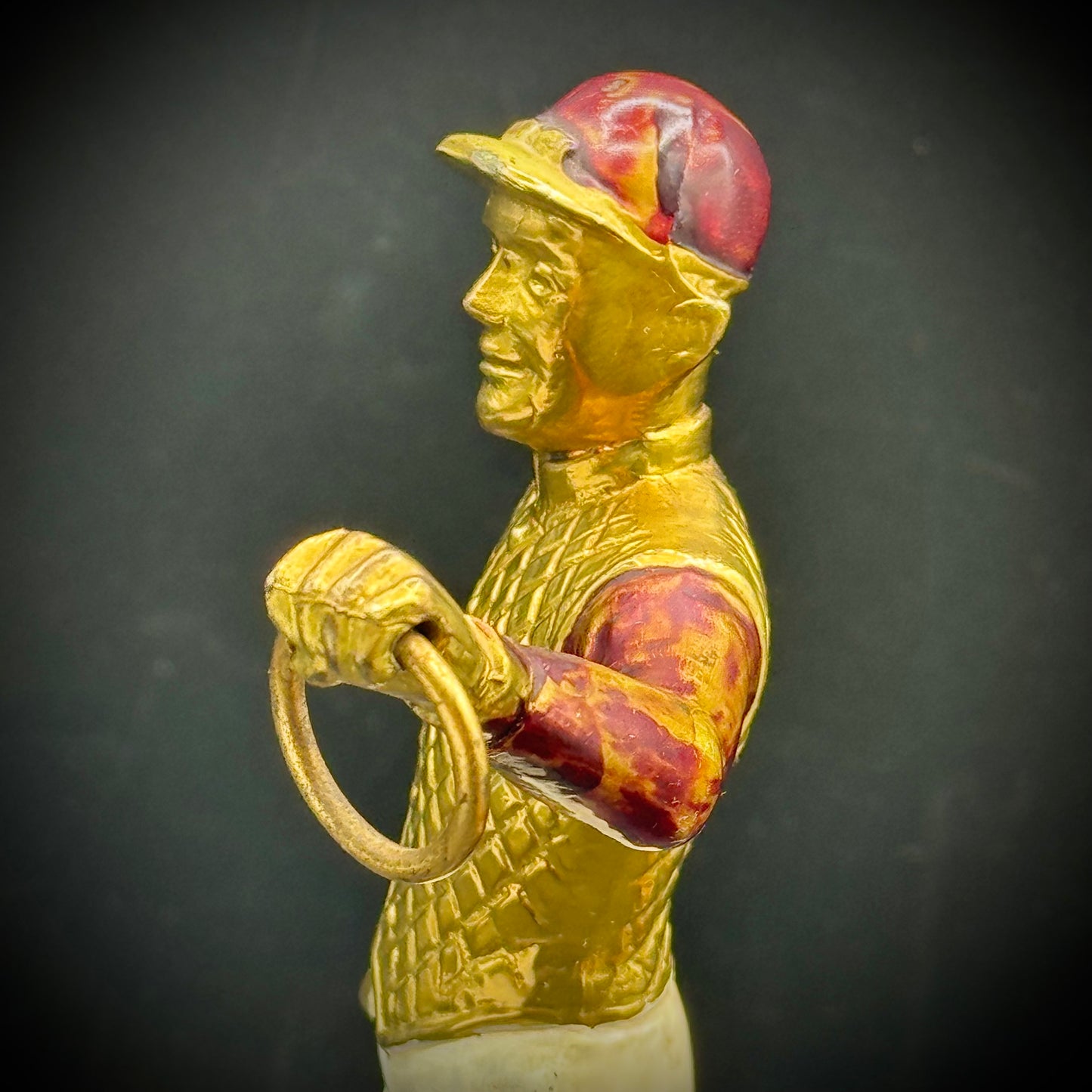 RARE Antique Equestrian Lawn Jockey Sculpture Bookend on Heavy Base