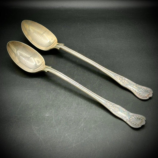 Pair of Large Antique EPNS Serving Spoons