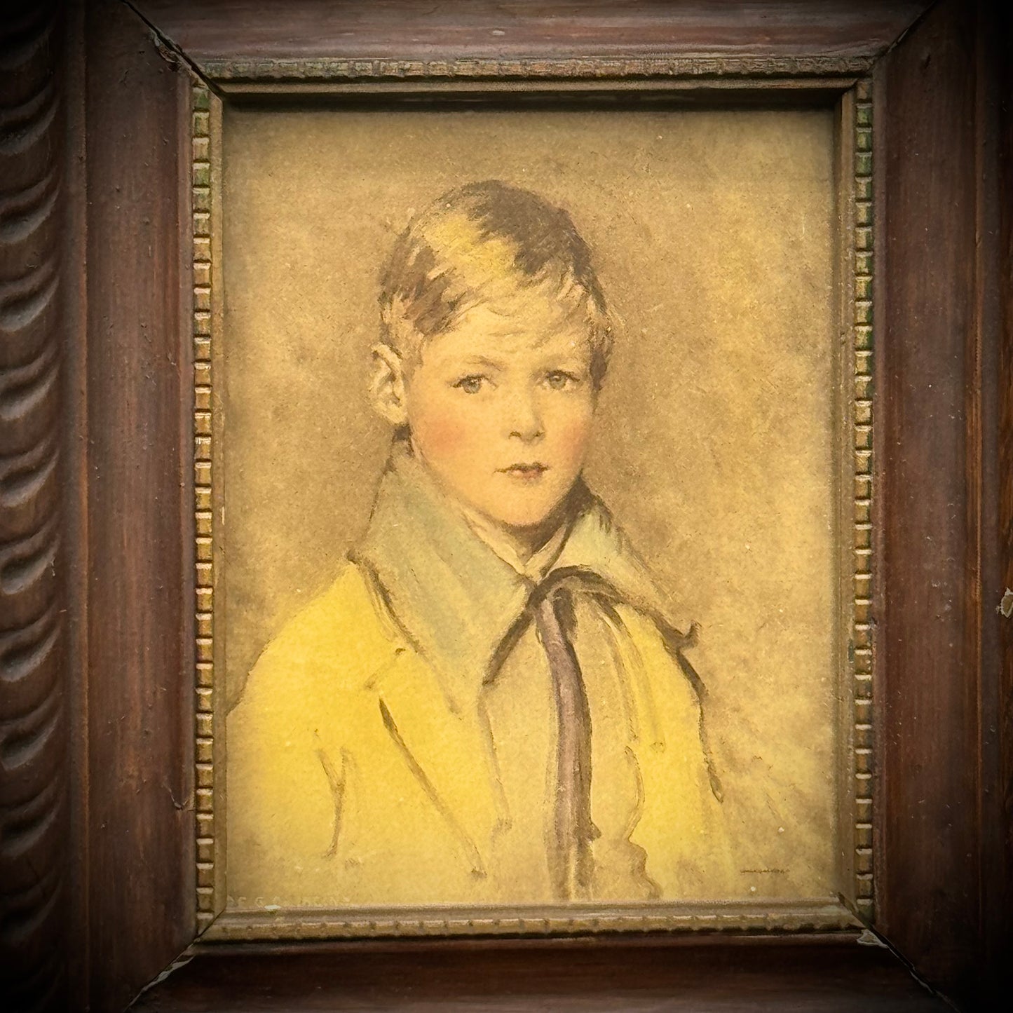 Pair of Framed Antique Hand Tinted Portraits "Robert" & "Charlotte"