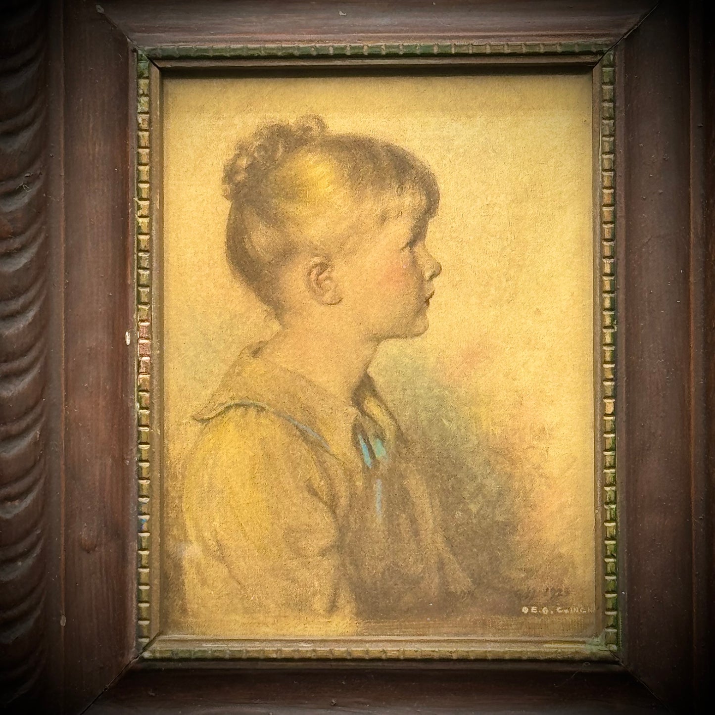 Pair of Framed Antique Hand Tinted Portraits "Robert" & "Charlotte"