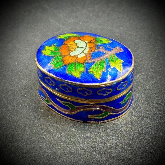 Vintage 1970s Vibrant Cloisonné Hinged Trinket Box
