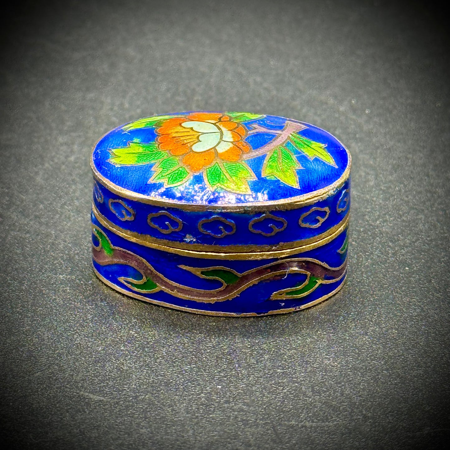 Vintage 1970s Vibrant Cloisonné Hinged Trinket Box