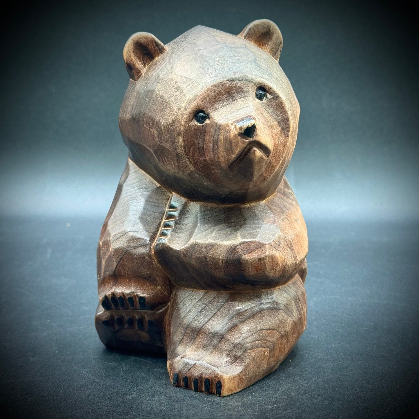 Vintage Wood Carved Bear Kokeshi Doll