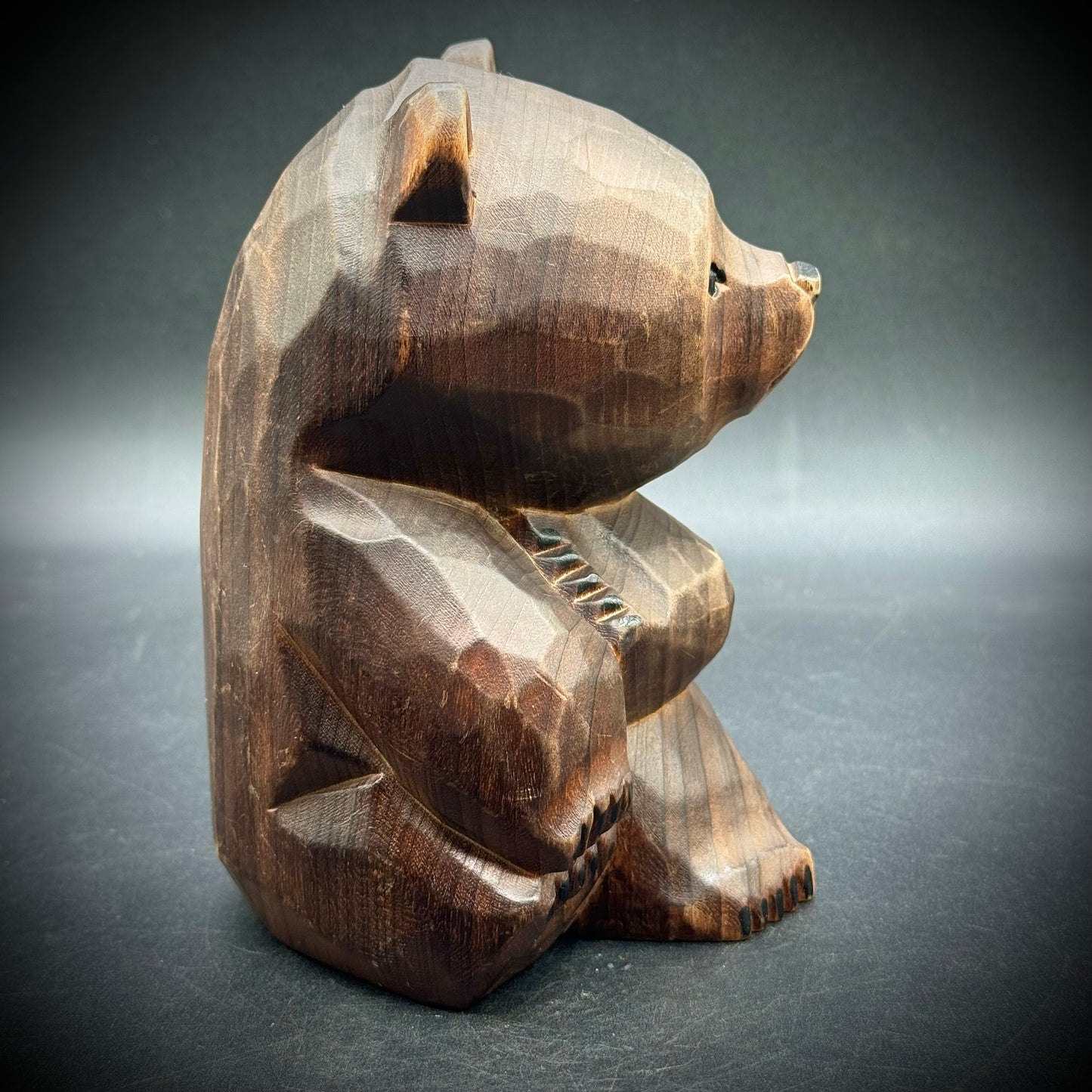 Vintage Wood Carved Bear Kokeshi Doll