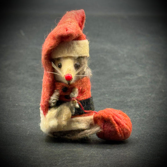 Vintage W. Germany Fur Toy "Mouse Santa" Figurine