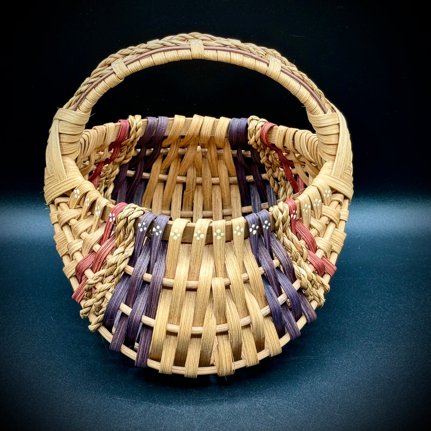 Vintage Hand Made & Signed Woven Basket