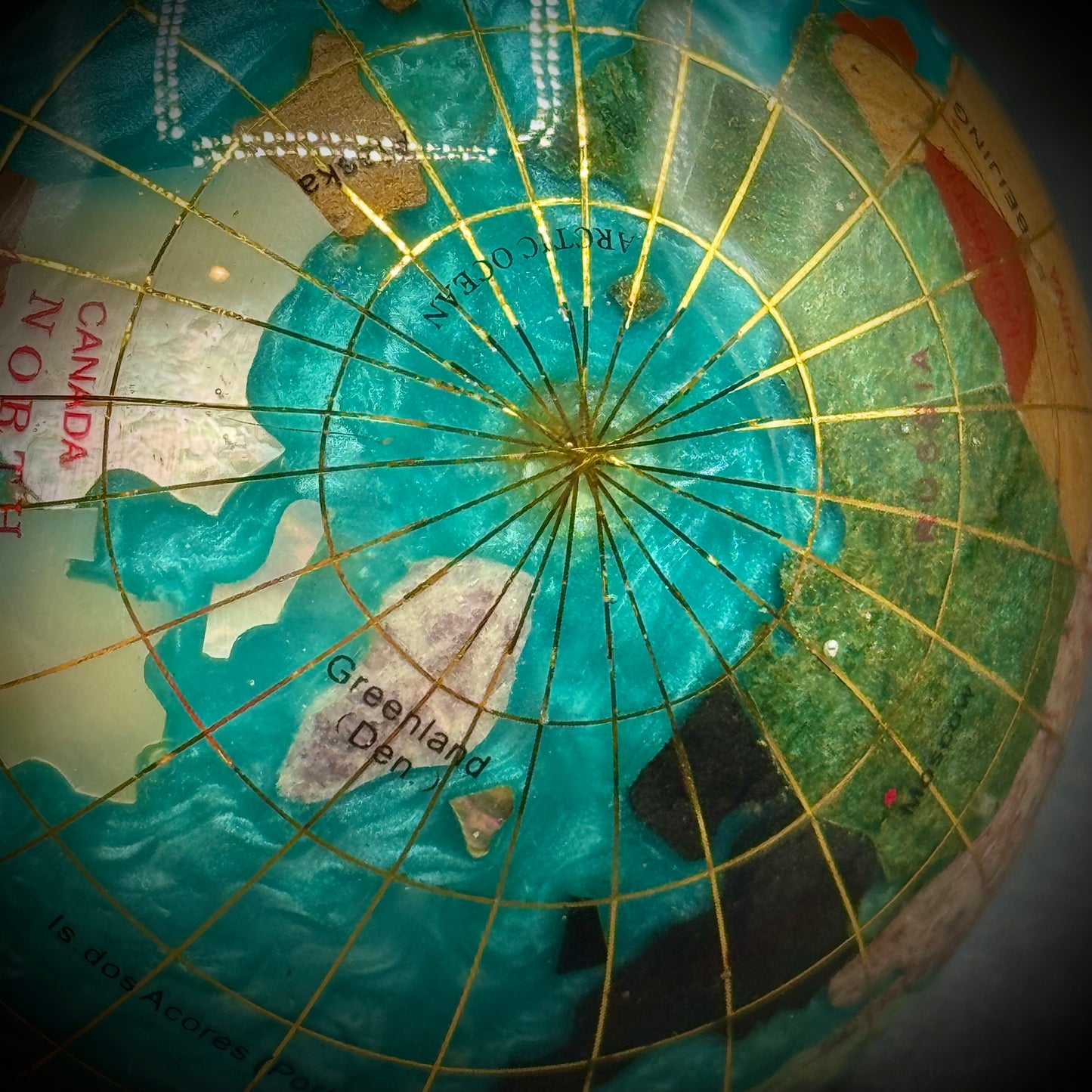 Caribbean Blue Inlaid Gemstone & Shell Globe Paperweight