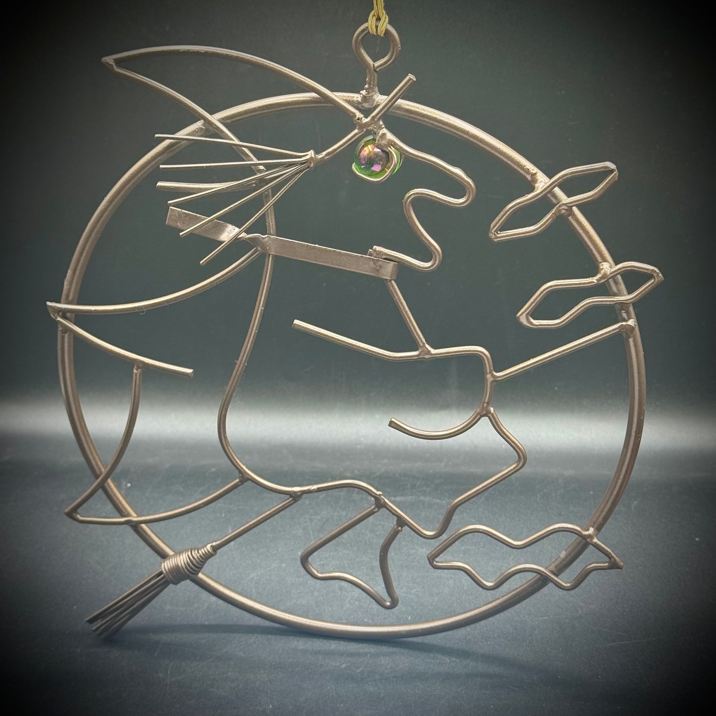 Rustic Metal Hanging Halloween Witch with Glass Eye