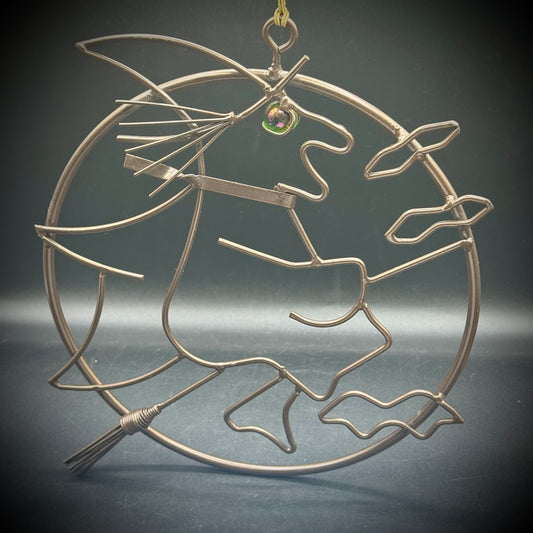 Rustic Metal Hanging Halloween Witch with Glass Eye