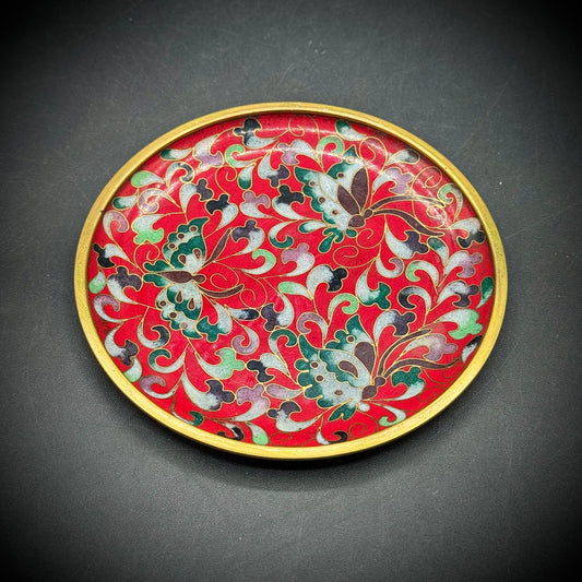 Cloisonné Dish with Butterfly Motif Attributed to Artist Robert Kuo