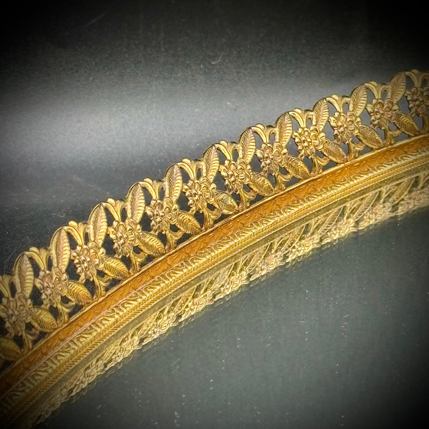 Hollywood Regency Gold Tone Vanity Tray with Mirror