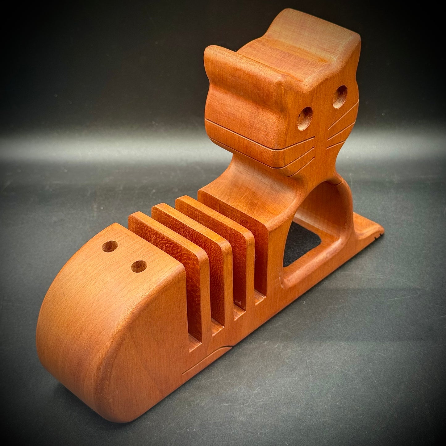Vintage 1983 Hand Crafted & Artist Signed Cat Desk Organizer