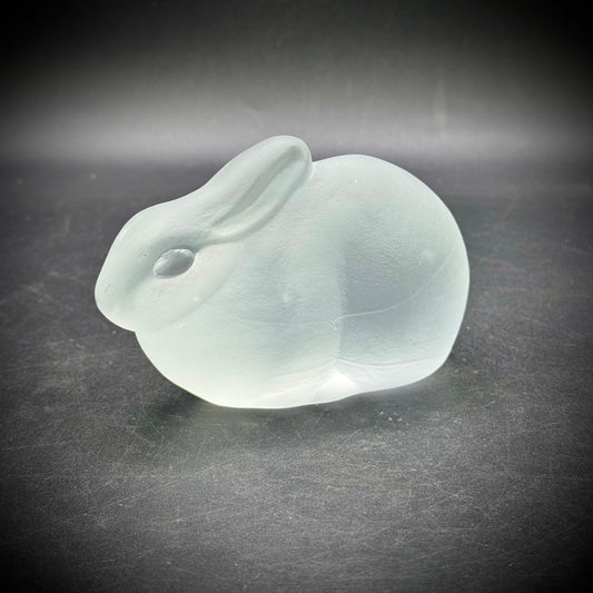 Vintage 1985 Nybro Sweden Crystal Rabbit Paperweight