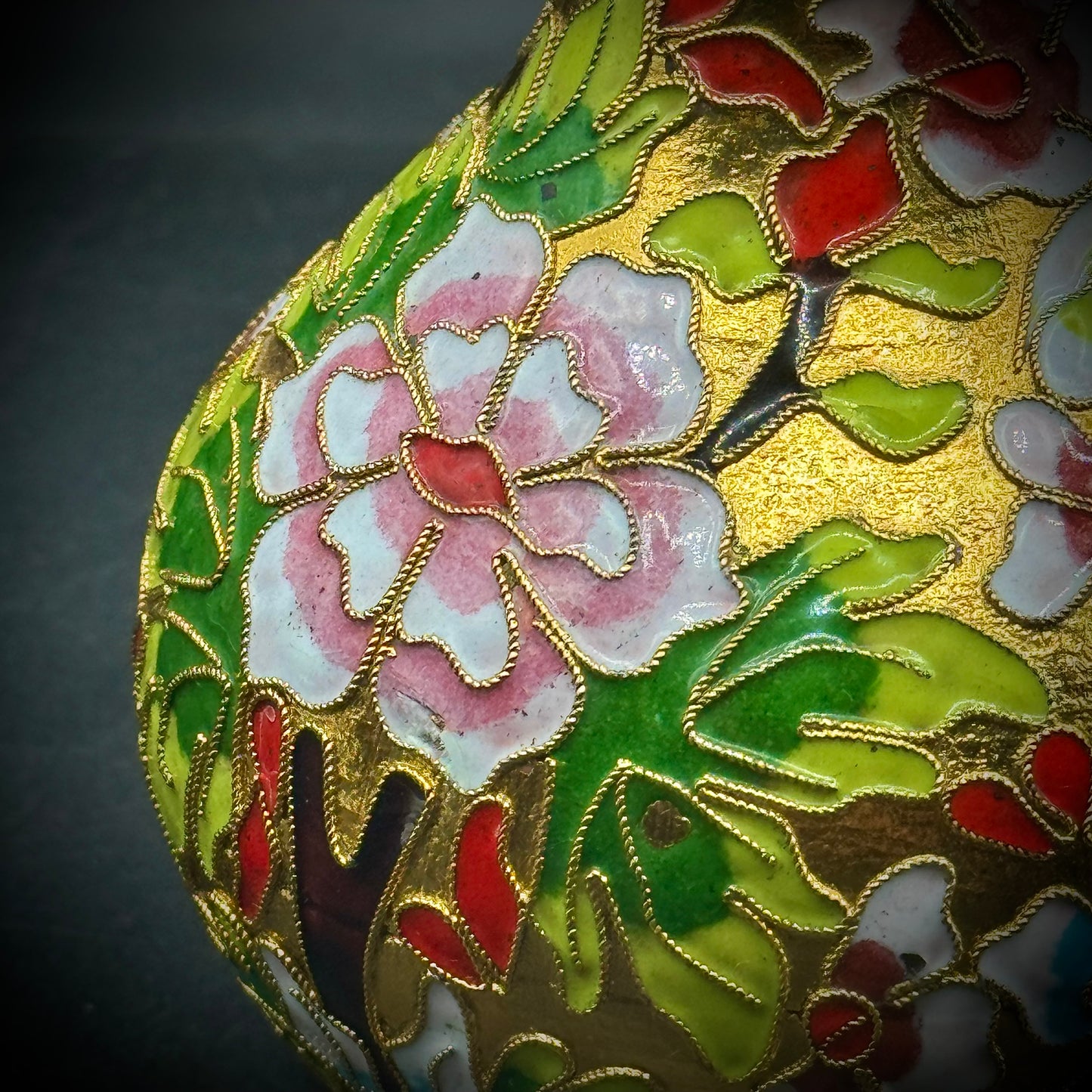 Colorful Cloisonné Vase with Flower Motif