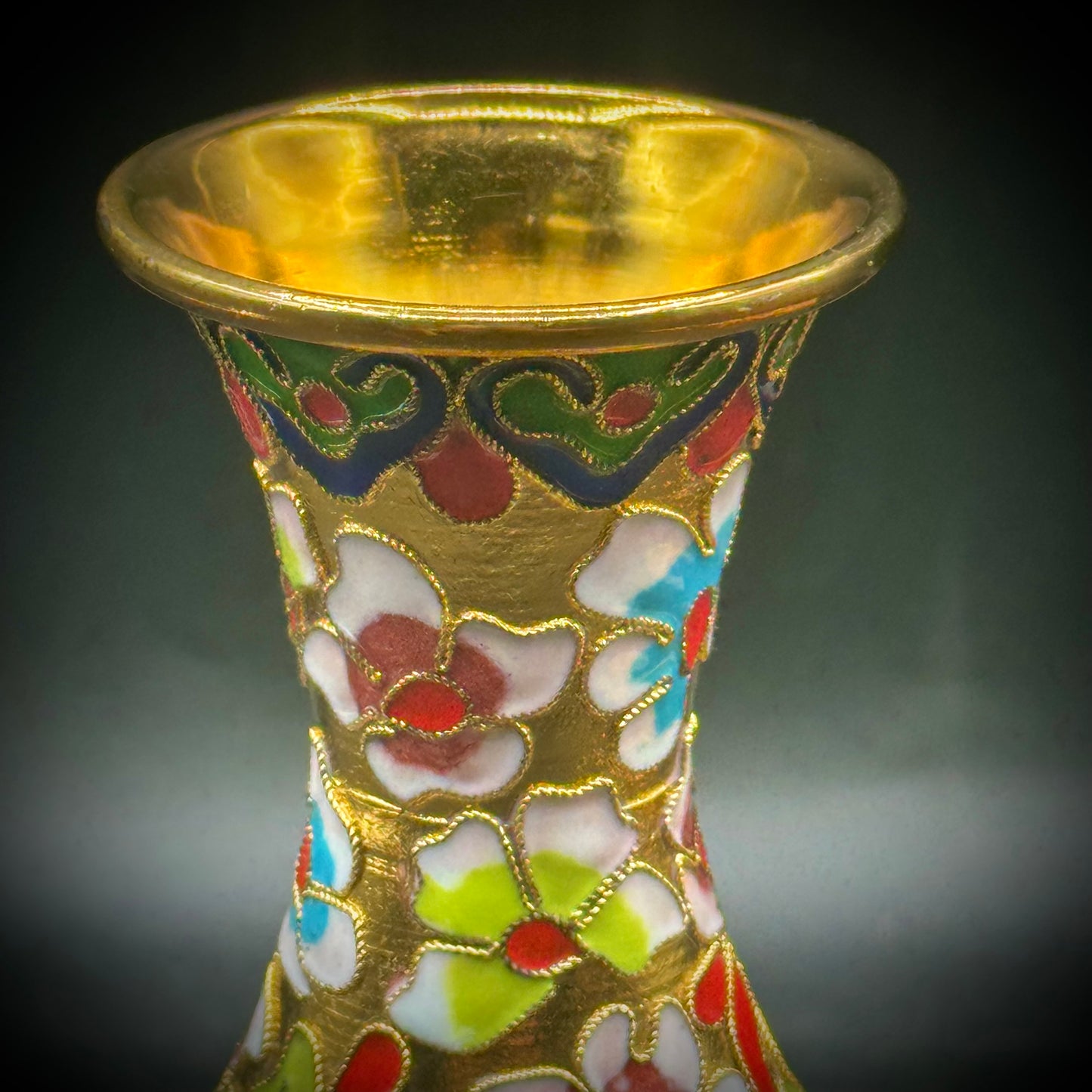Colorful Cloisonné Vase with Flower Motif